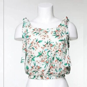 Moon River Floral Tie Shoulder Tank Top